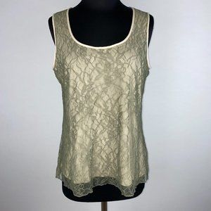 Chico's 1 US M / 8 Laurel Floral Lace Overlay Layered Tank Top Lined Boho